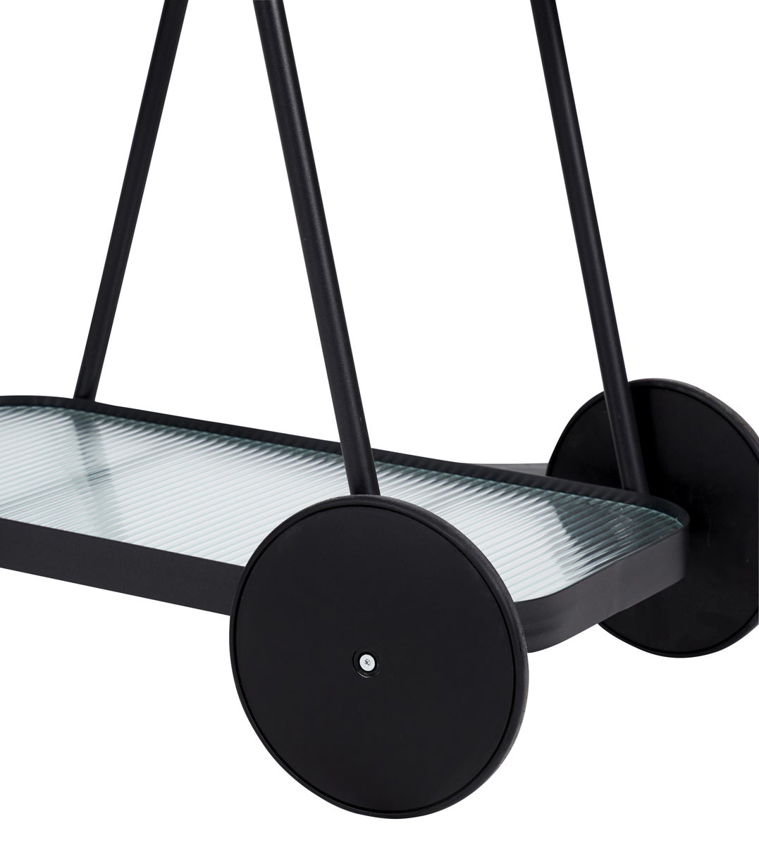Stoom serveerwagen, zwart met heldere strepen. 73 x 70 x 43 cm