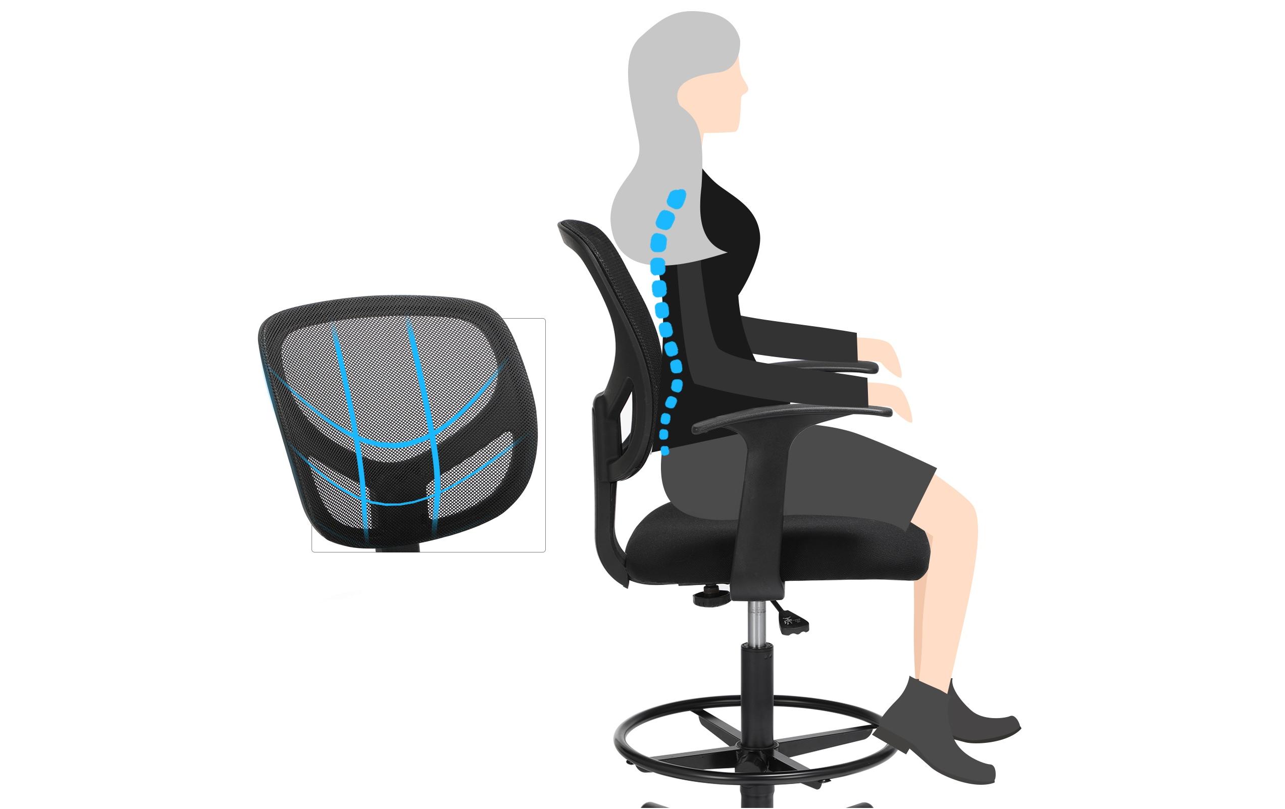 Bürostuhl mit Armlehnen und Fusskreuz, Schwarz<br>Bequemer und ergonomischer Schreibtischstuhl