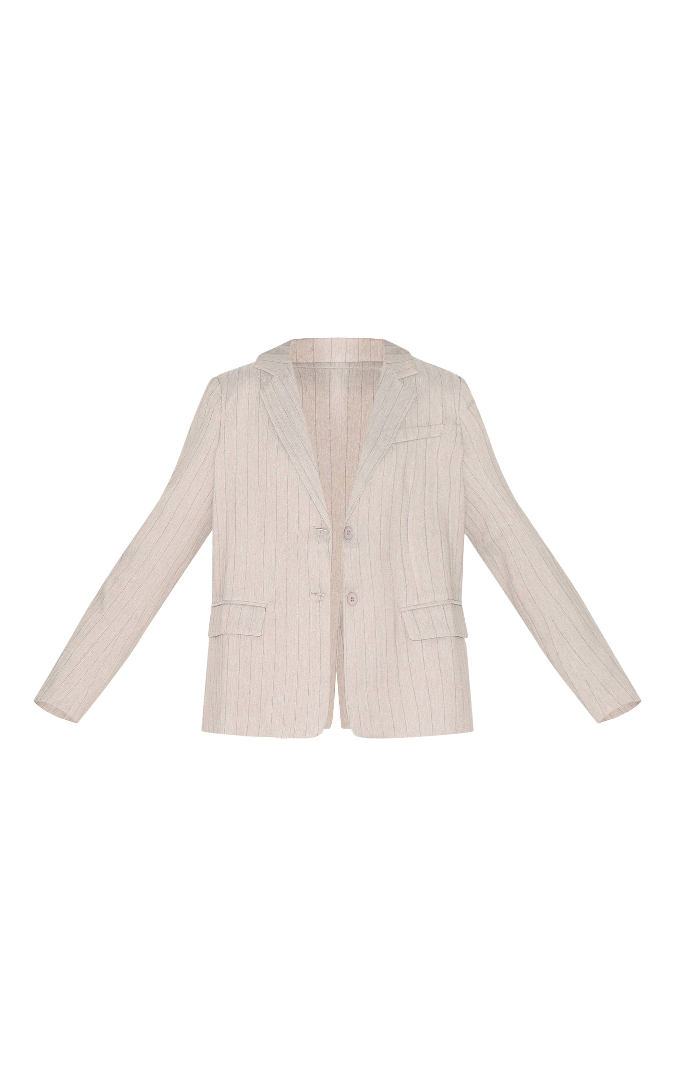 Gris Clair Blazer À Détail Chemise À Fines Rayures