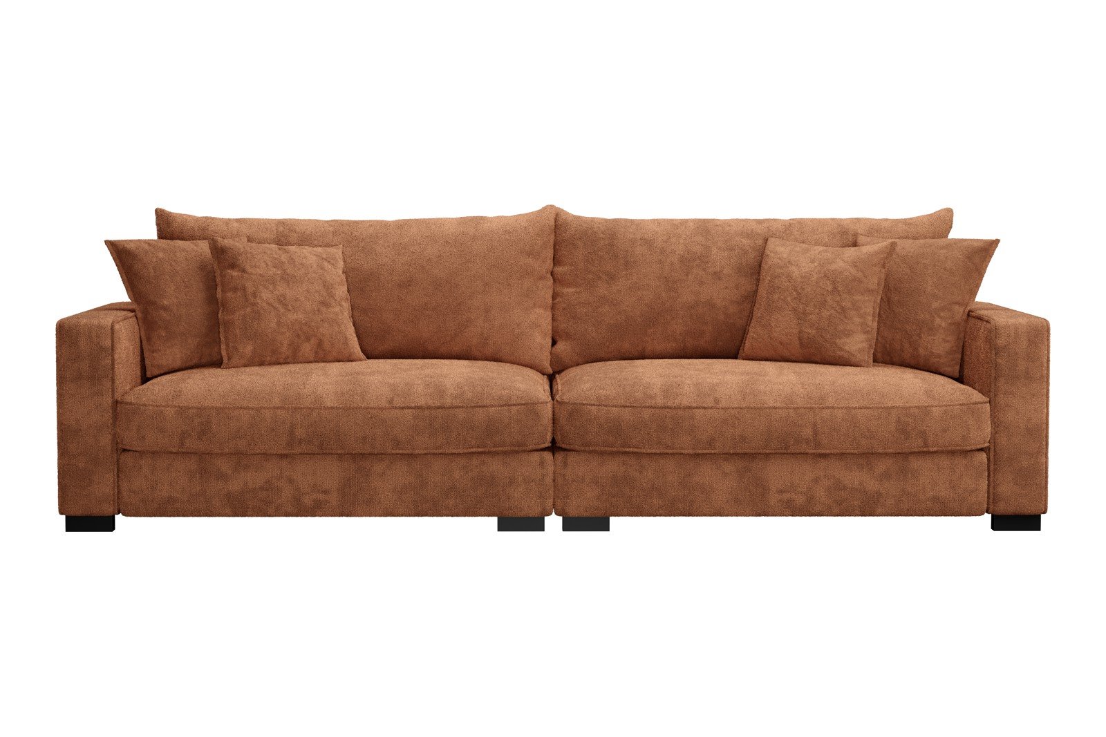 Rossi Lux 4-seter sofa Tekstil Genesis 9 Deep Terra, arm B med sorte ben. Std. Komfort.