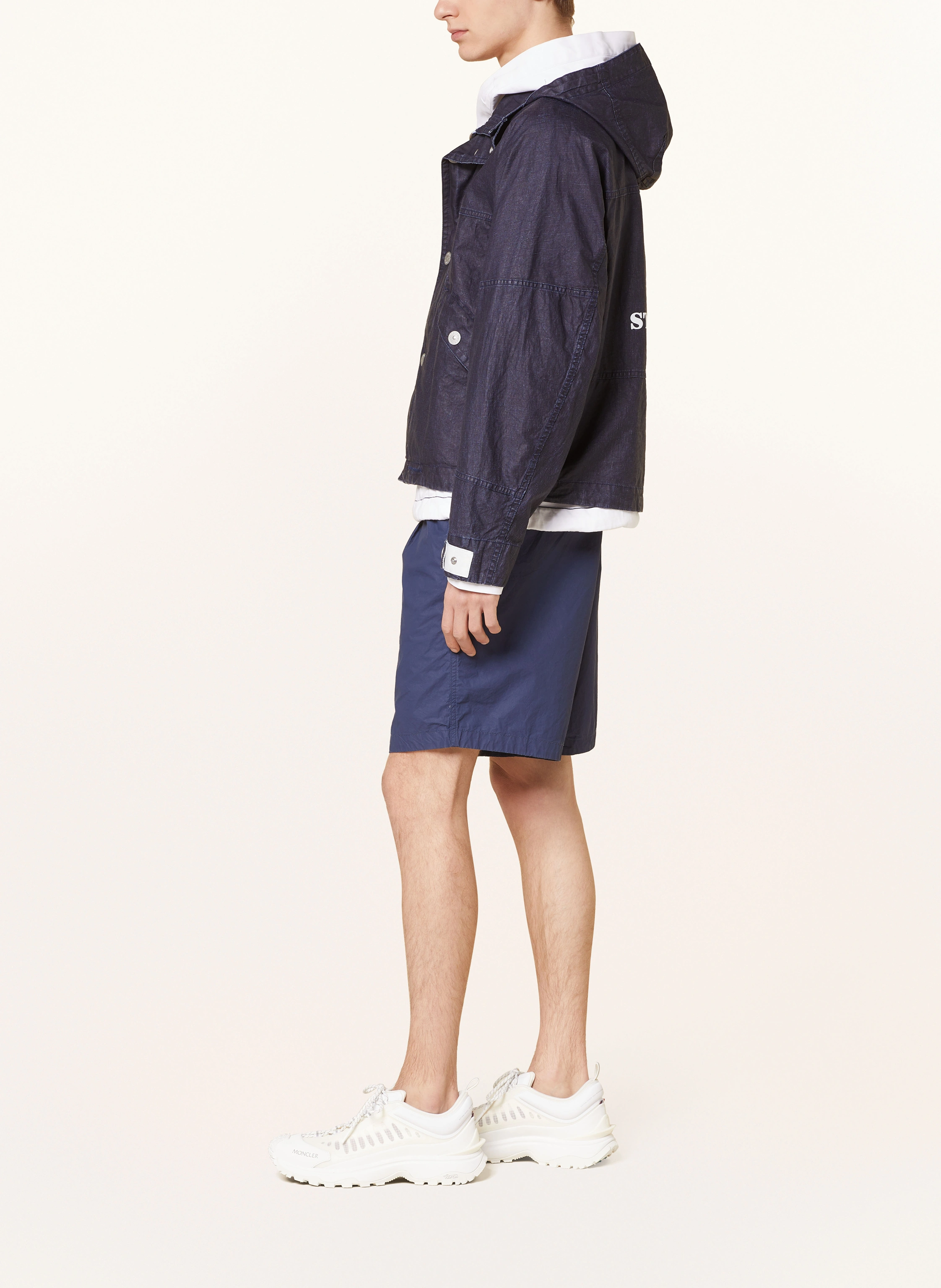 STONE ISLAND Leinenjacke MARINA in Jeansoptik mit abnehmbarer Kapuze