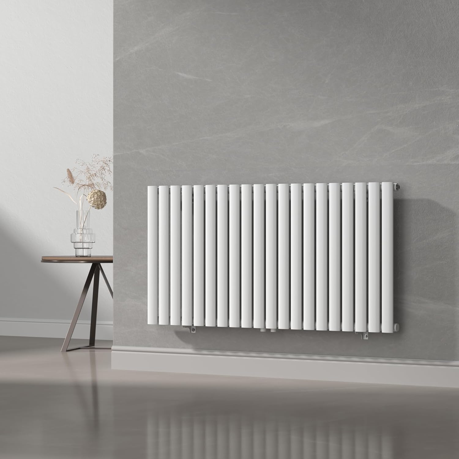[neu.haus] Flachheizkörper Nore Röhrenheizkörper Designheizkörper Heizung Paneelheizkörper Raumheizkörper Mittelanschluss Einlagig Horizontal für Wohn-und Schlafzimmer Küche Bad 60x120cm Weiß 857W