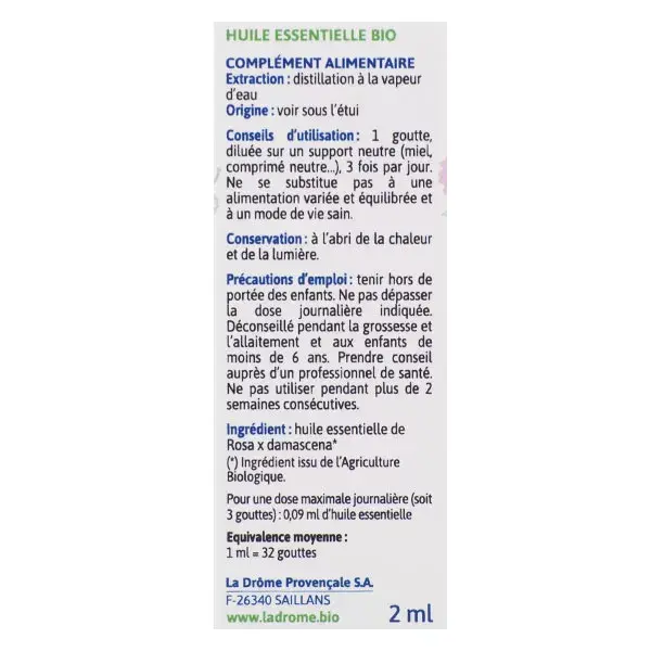 Óleo Essencial de Rosa Damascena Orgânica Ladrome 2ml