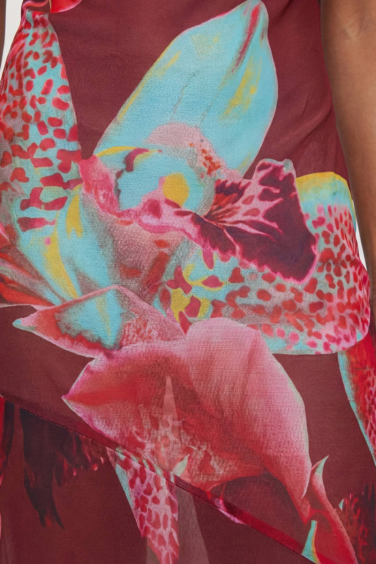 KarenMillen Robe de Plage Nuisette Petite en Georgette de Viscose à Imprimé Floral Photographique