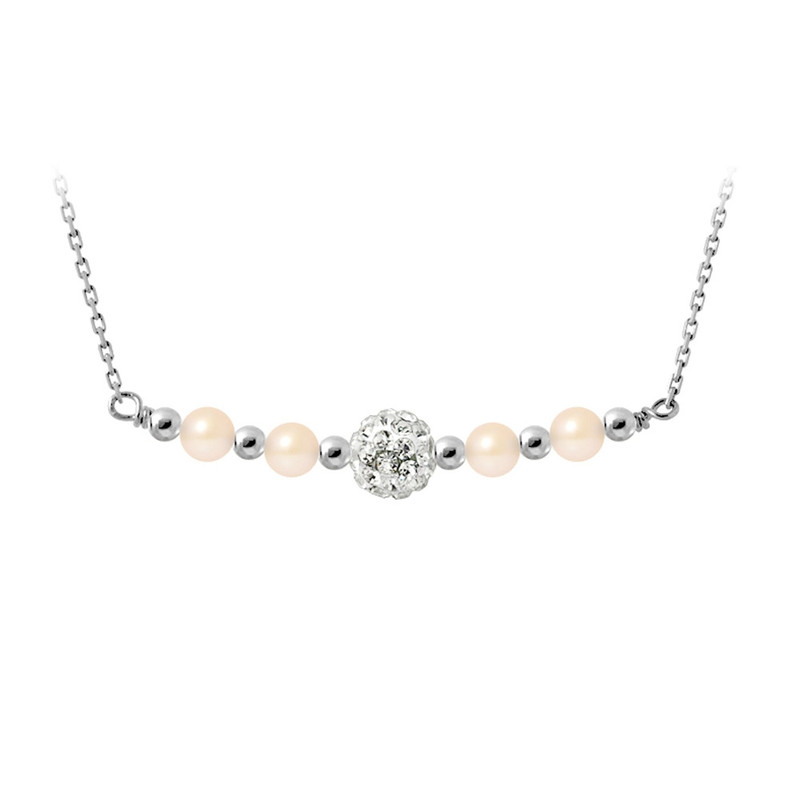 Collier Perles de culture Roses, cristal et Argent 925