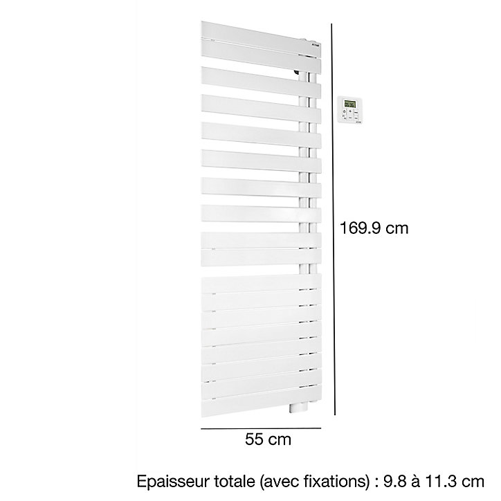 Sèche-serviettes électrique à inertie fluide Acova Alpaga asymétrique grey aluminium 1000W