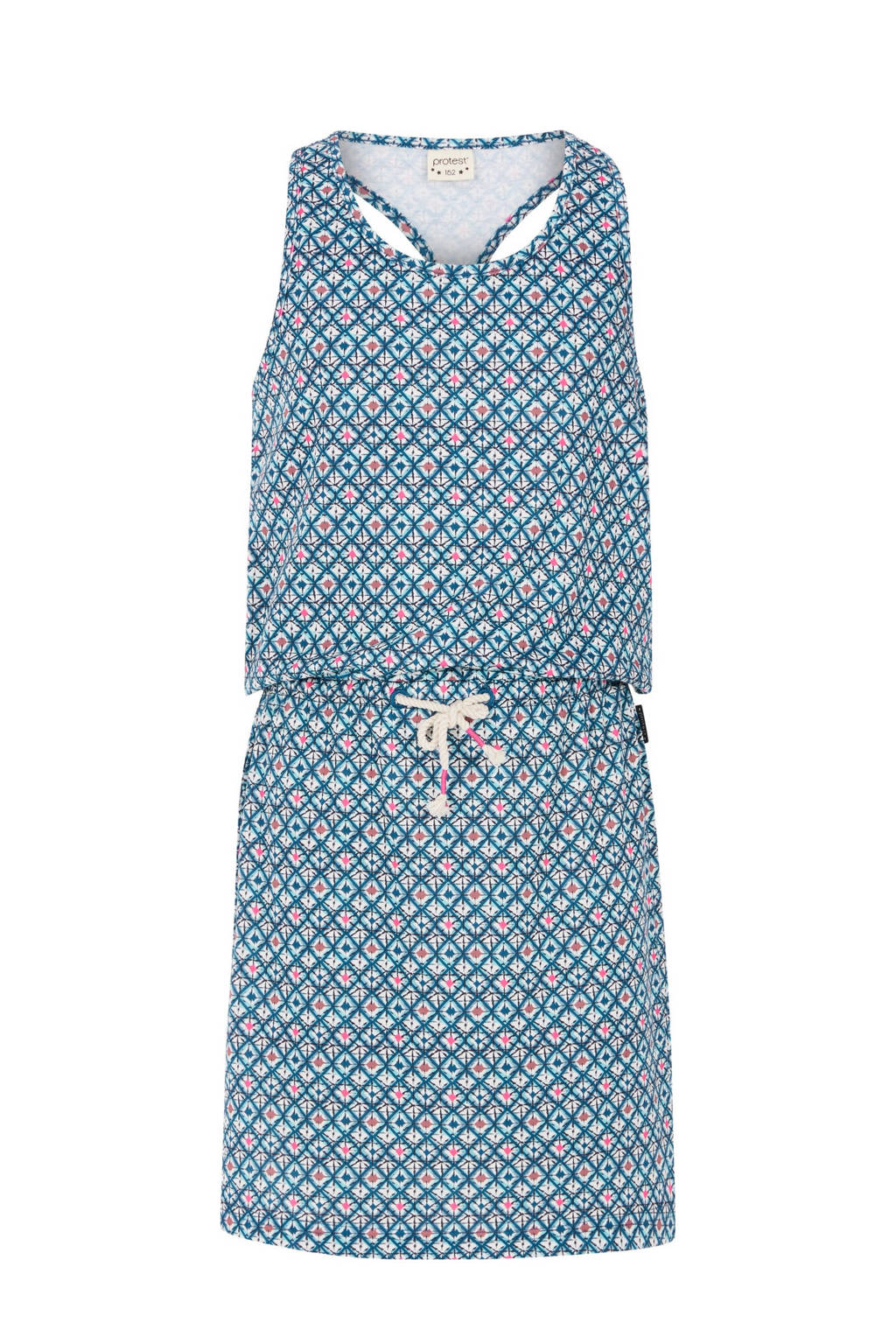 Protest jurk met all over print blauw/wit/rood