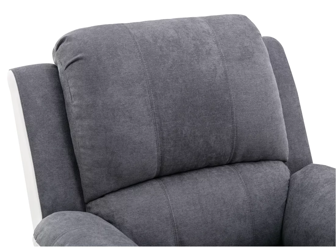 Fauteuil relax en microfibre et simili gris et blanc BRODY