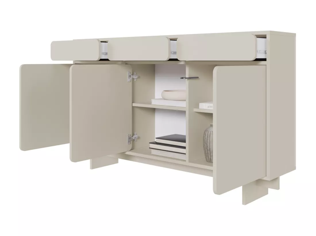 Buffet - 150 cm - 3 portes - 3 tiroirs- grège - WUWU