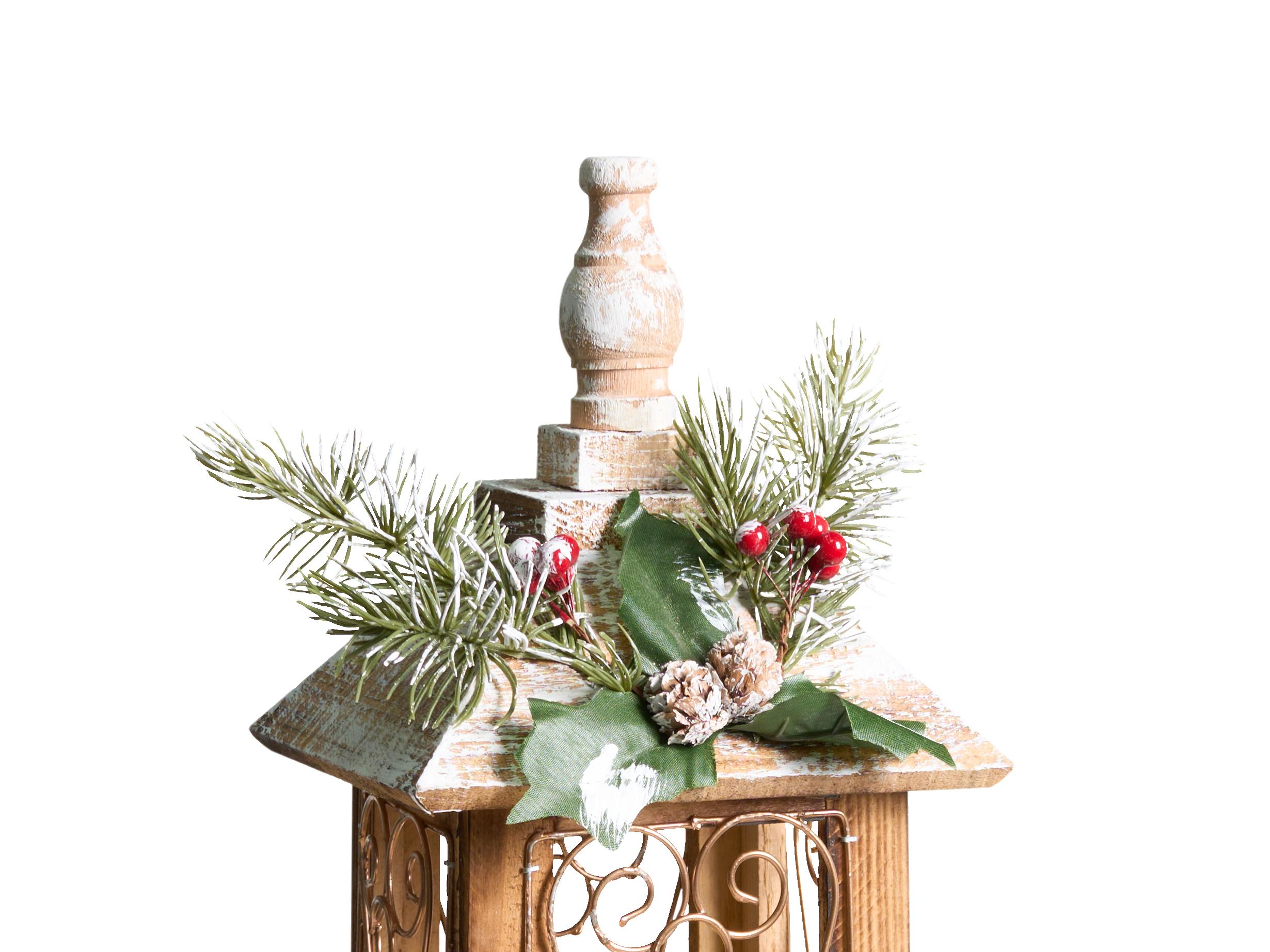 LED lantaarn SAIMA Kerstpatroon 40 cm Donkerbruin