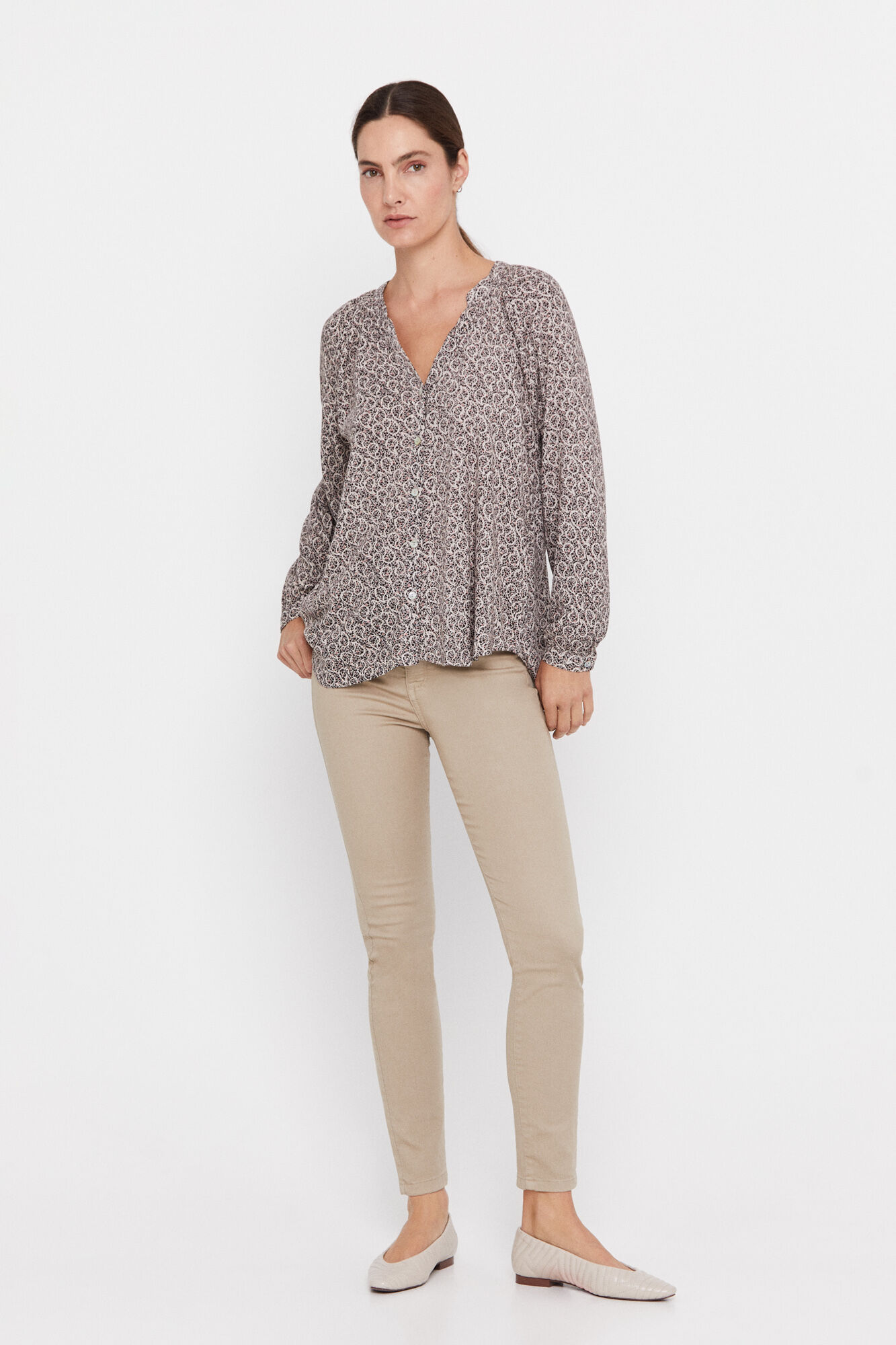 Camisa fluida - Estampa branca
