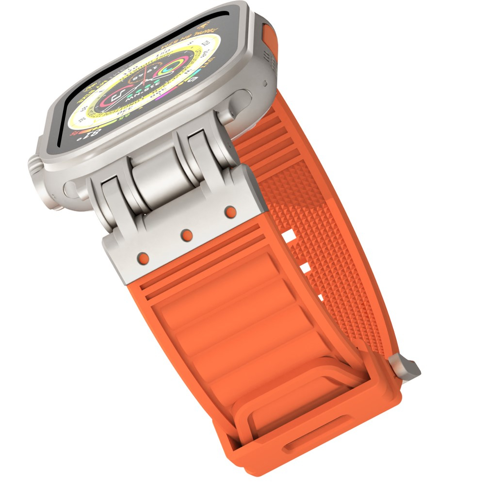 Apple Watch (49/46/45/44 mm) Ersatz Silikon Sport Armband mit Streifen (Gelenkumfang: 135 - 220 mm) - Orange