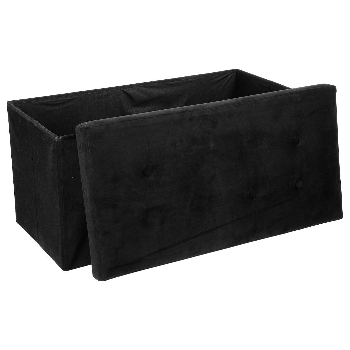 POUF PLIABLE DOUBLE VELOURS NOIR LYSANDRE
