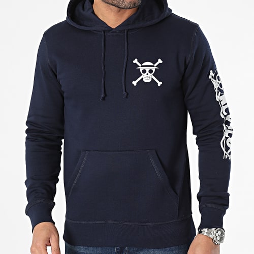 Sweat Capuche Mugiwara Colors Bleu Marine Blanc