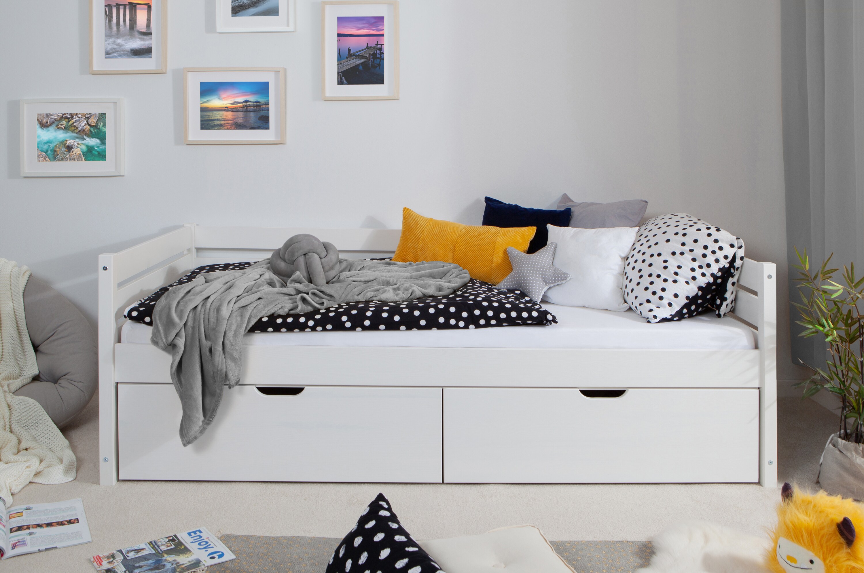 TiCAA Sofabett Naomi inkl. 2x Schubkästen, 90x200