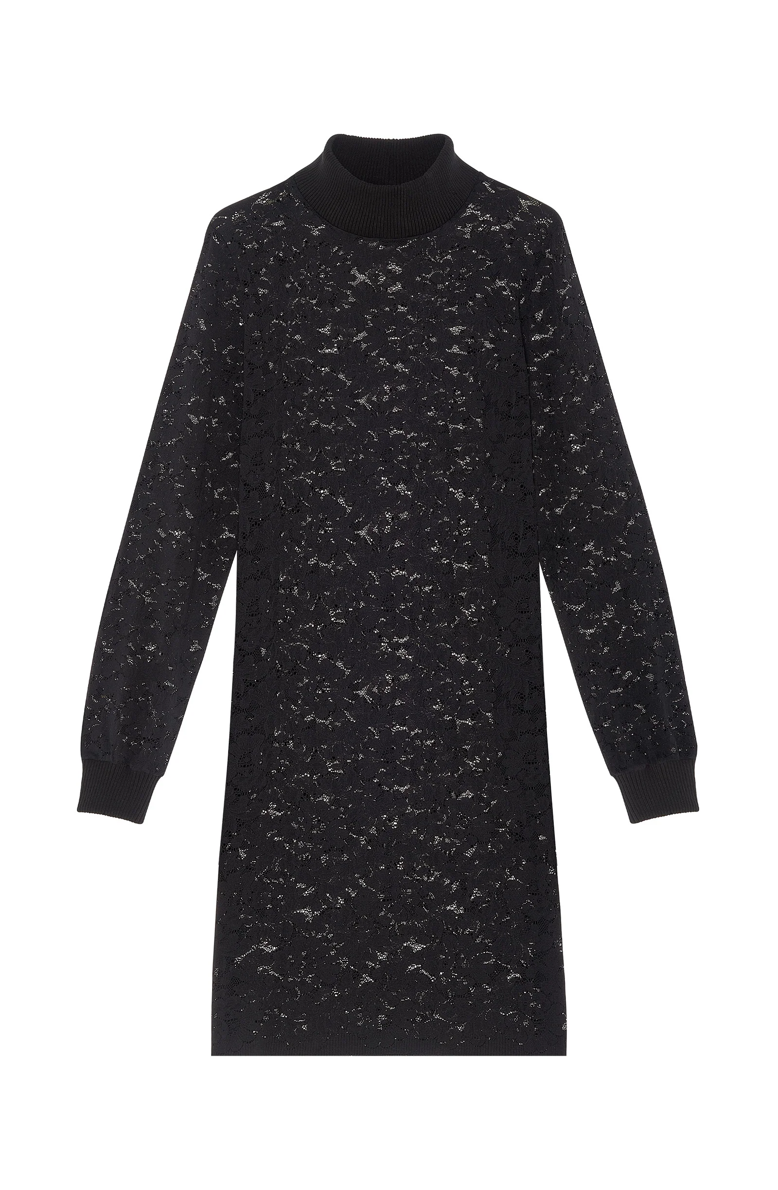 rajae Robe en dentelle noire à col montant Noir