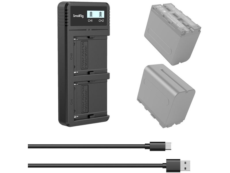 Smallrig Ladegerät Sony NP-F970 Kompaktes, duales Ladegerät mit LCD-Display
