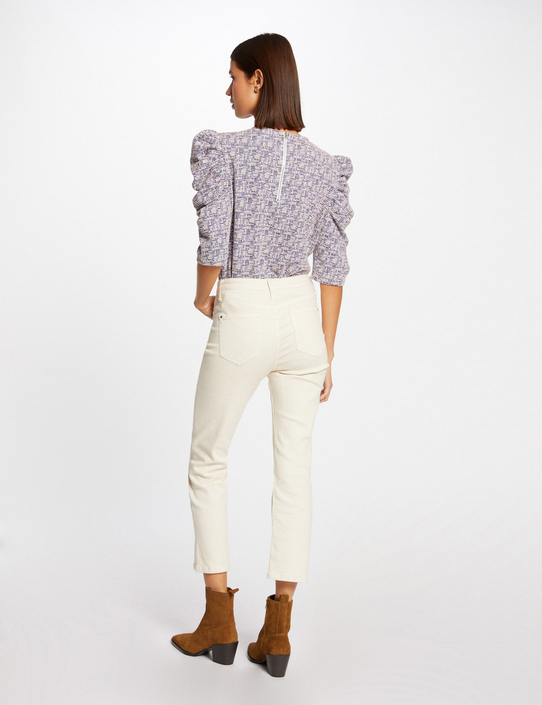 Pantalon droit 7/8ème ivoire femme - ivoire