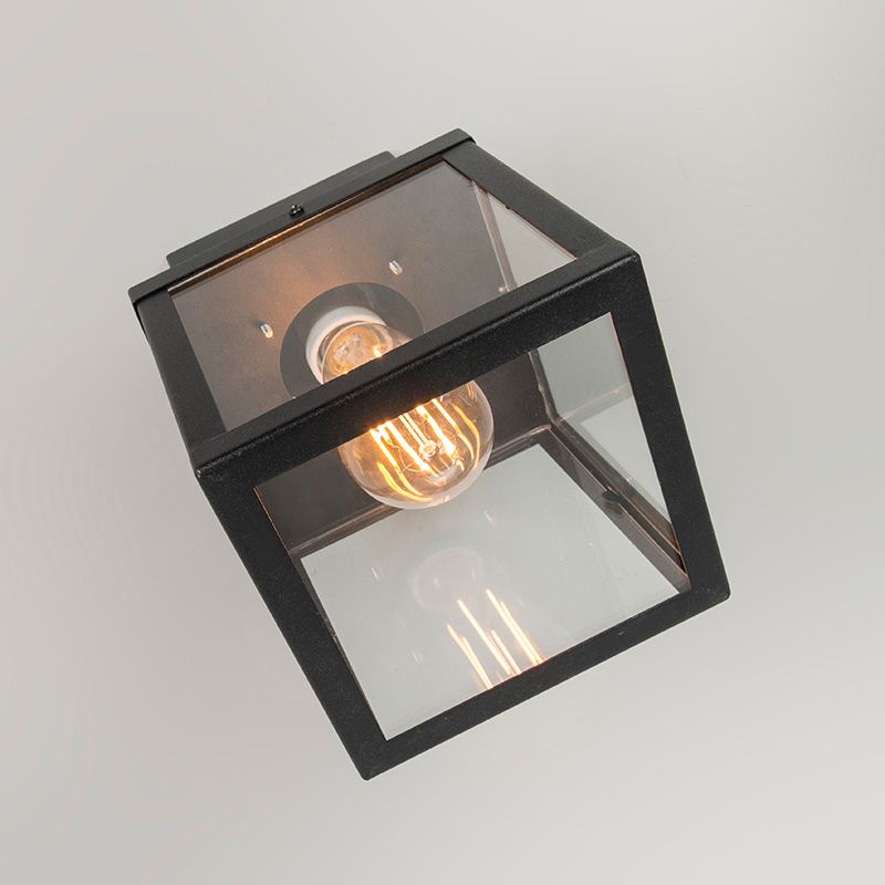 Industriële buitenplafondlamp zwart 1-lichts - Rotterdam