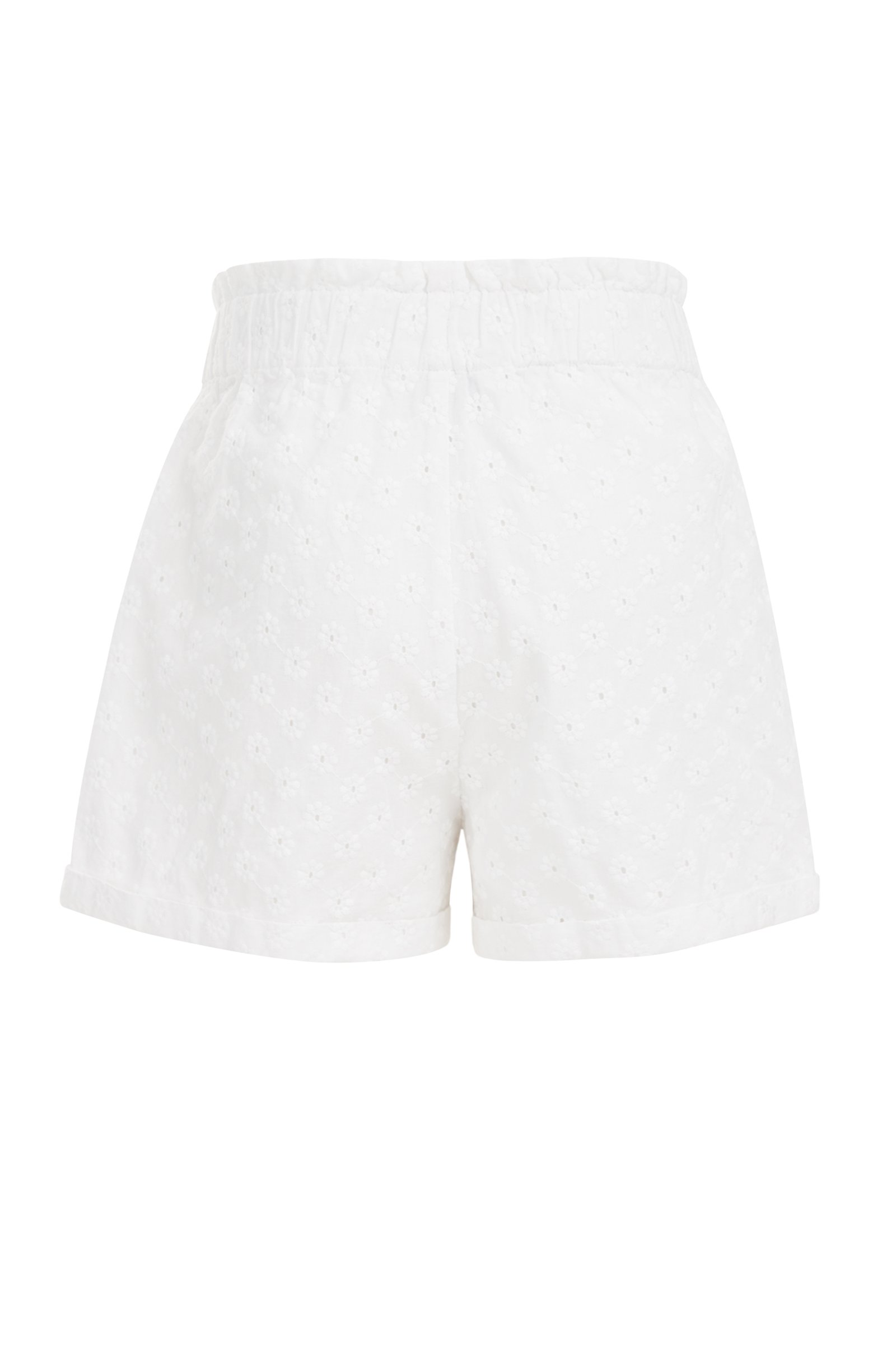 Meisjes short met broderie anglaise WE Fashion Wit