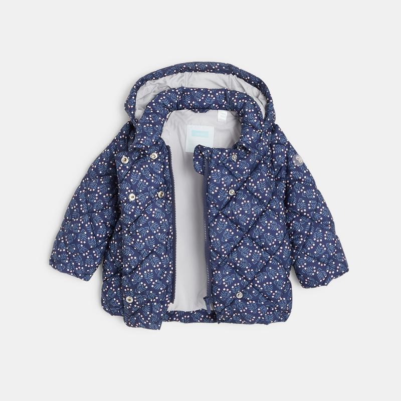 Doudoune légère matelassée fleurie bleue bébé fille Bleu
