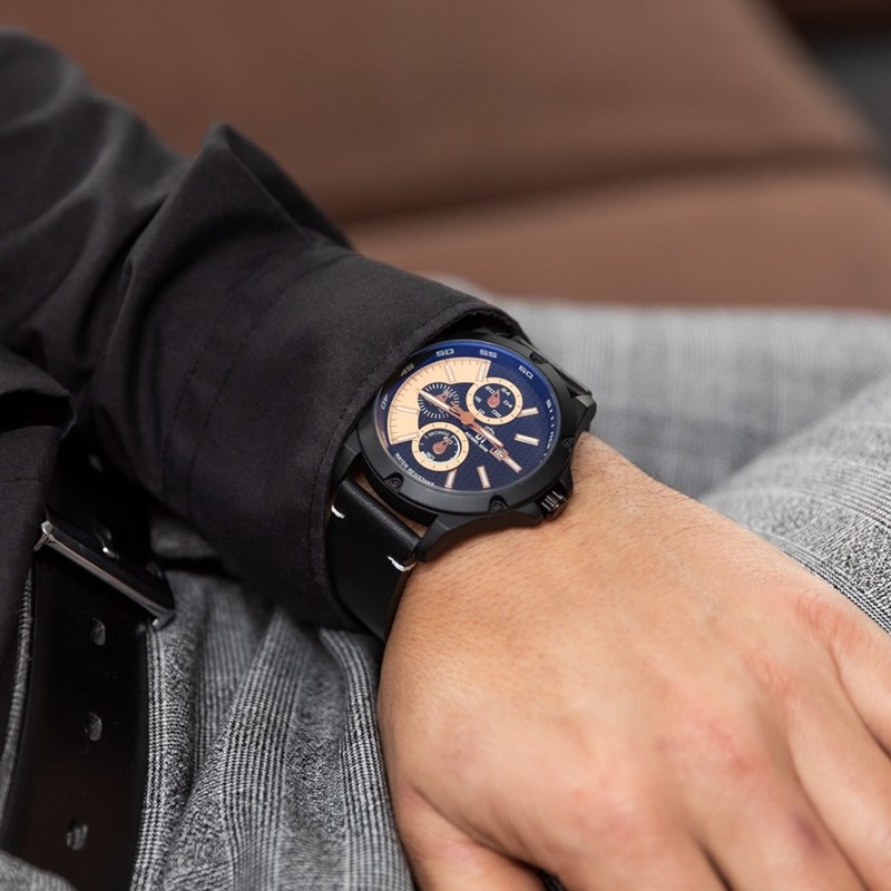 Montre Homme M. JOHN bracelet Cuir Noir