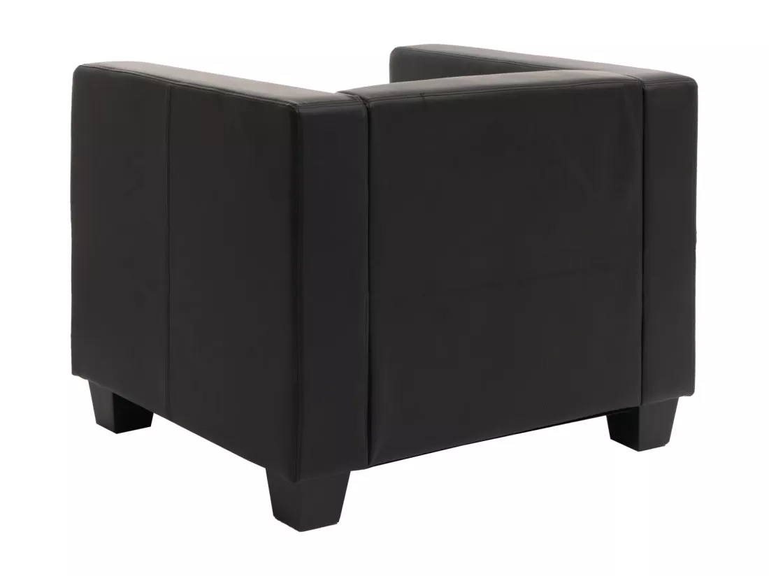Fauteuil lounge Lille, cuir reconstitué, noir