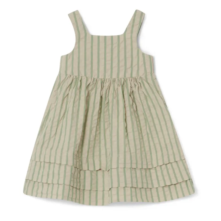garbo&friends Robe Rayée Seersucker Enfant | Vert