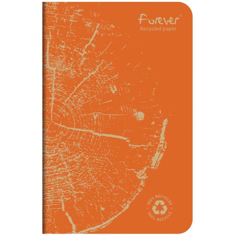 Carnet piqué FOREVER PREMIUM 100% recyclé 9x14cm 96 pages petits carreaux papier recyclé blanc 90 g - Assortis