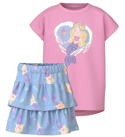 Name It S?t - Nederdel/T-Shirt - NmfVigea - Bonbon/Chambray Blue