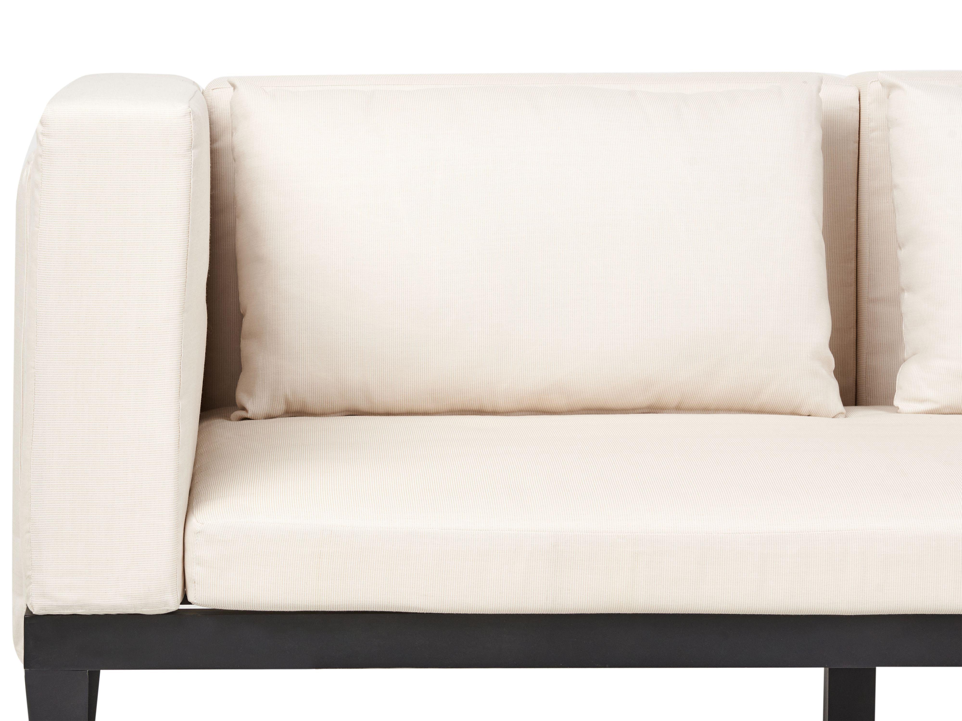 Loungeset met tafel en ottomaan 3-zits BRACCIANO linkszijdig Gecertificeerd acaciahout Lichtbeige