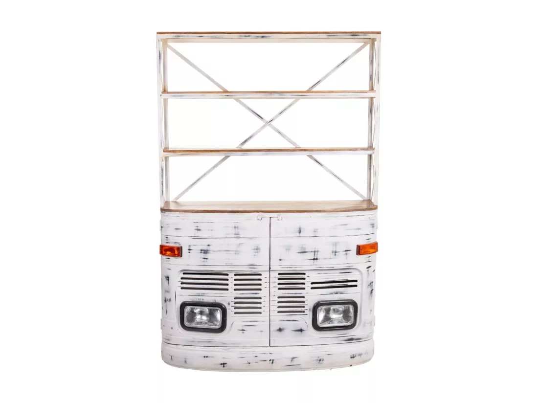 Étagère de voiture laquée blanche en bois 160x66x236h