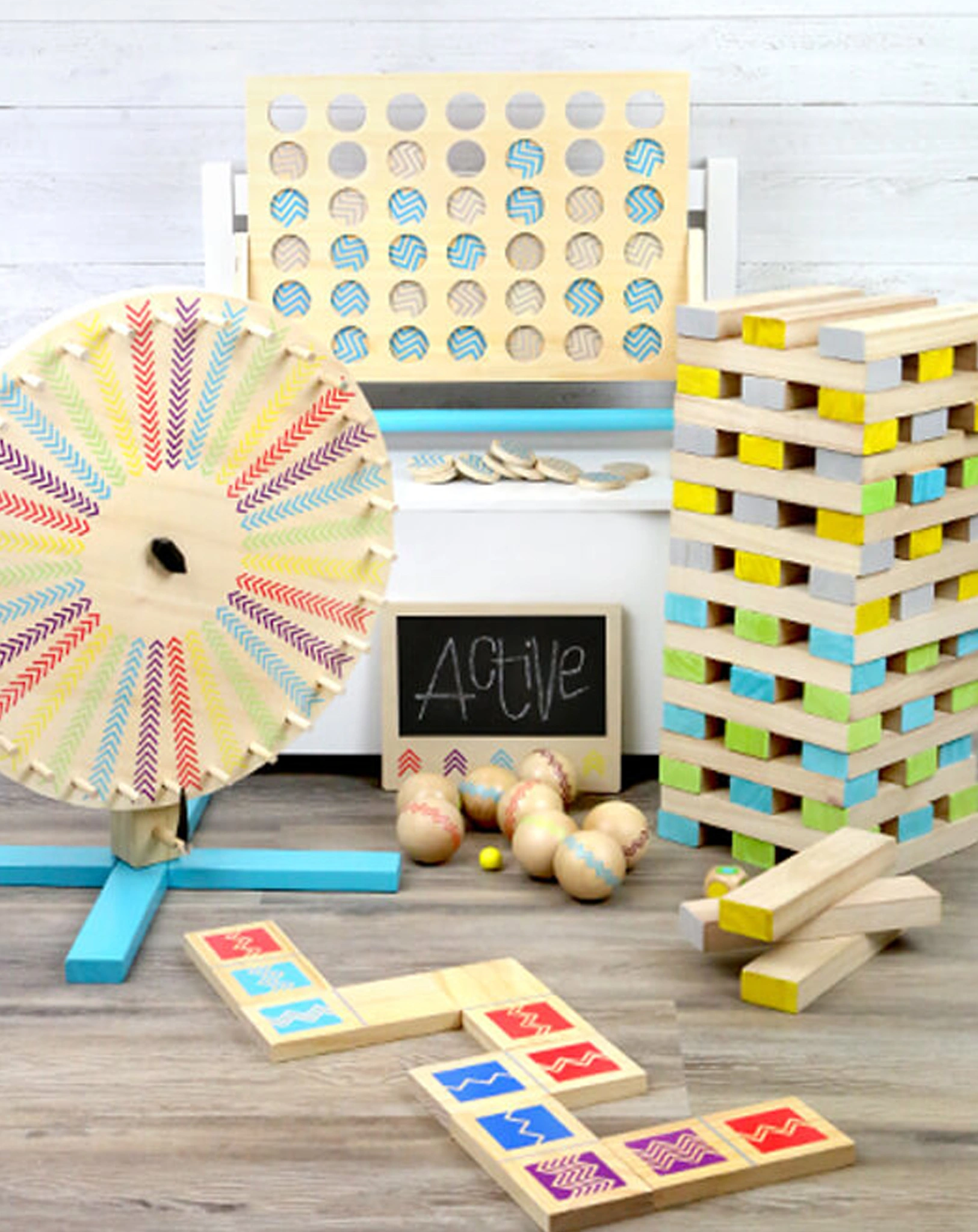 Gesellschaftsspiel GLÜCKSRAD – ACTIVE aus Holz
