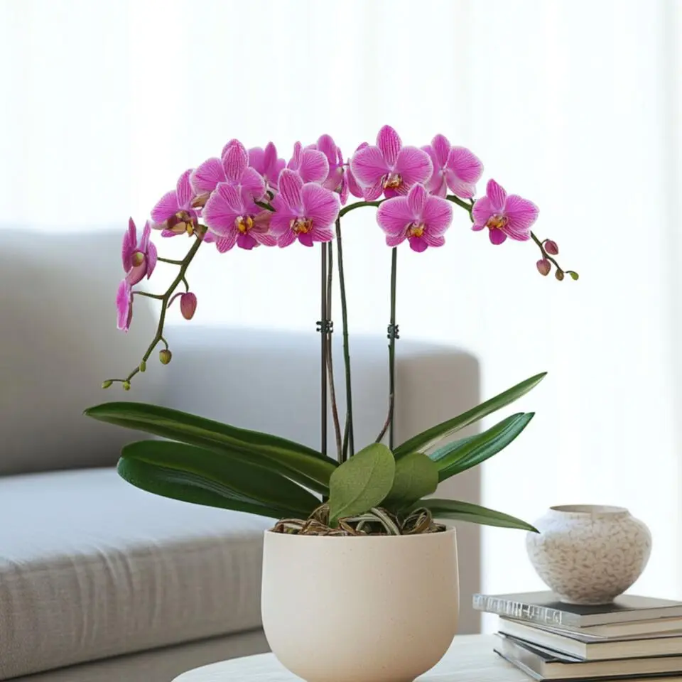 Vlinderorchidee - Phalaenopsis Multiflora met mand - Hoogte 35-45cm - ⌀12cm