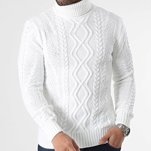 Pull Col Roulé Blanc