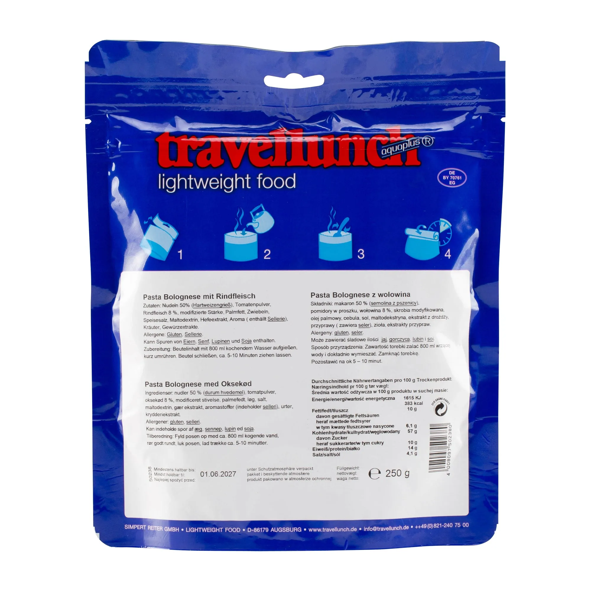 Travellunch -  Pasta Bolognese mit Rindfleisch 2er Packung