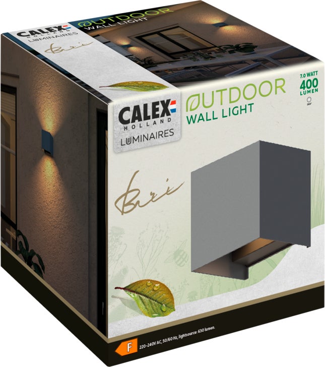 Calex wandlamp Bari antraciet 10 x 10 x 10 cm