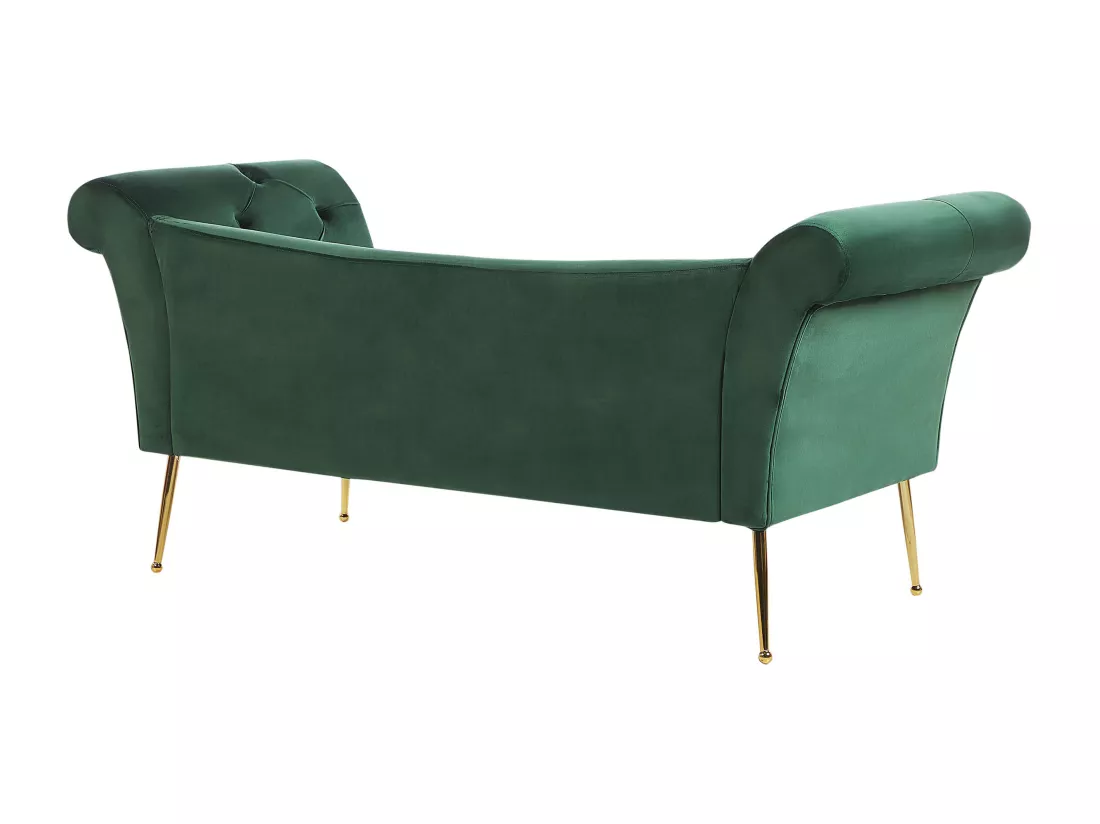 Chaise longue en velours vert foncé NANTILLY