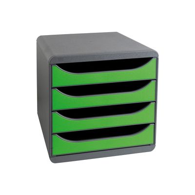 Exacompta BigBox - Module de classement 4 tiroirs - gris/vert pomme