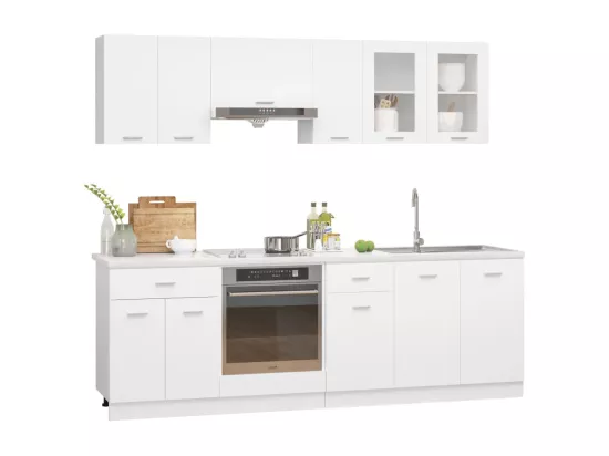 Ensemble de meubles de cuisine 8 pcs Blanc Aggloméré