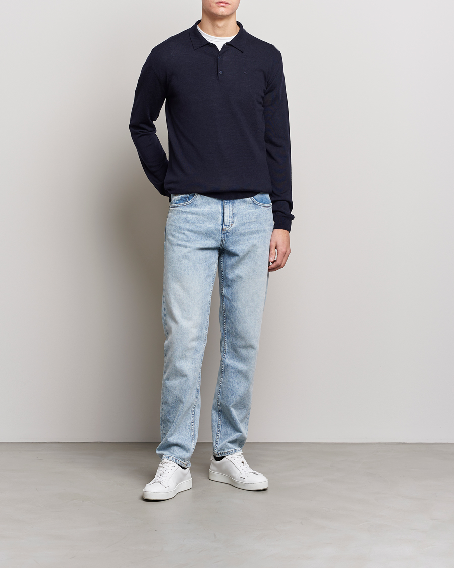 J.Lindeberg Noel Light Merino Polo Shirt Navy