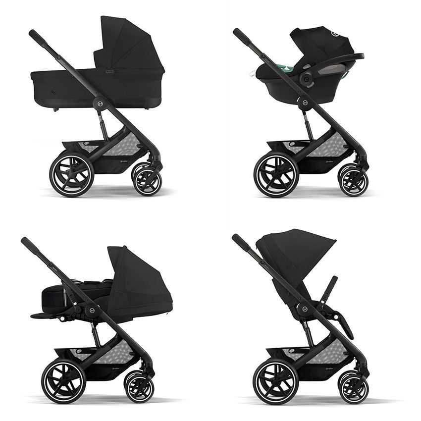 Poussette Balios S Lux 2023 - Châssis Noir / Siège Moon Black - Ecru
