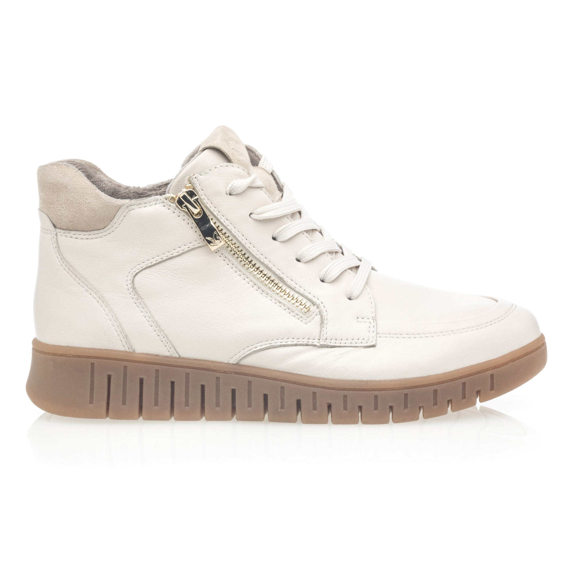 Baskets hautes Femme en cuir beige