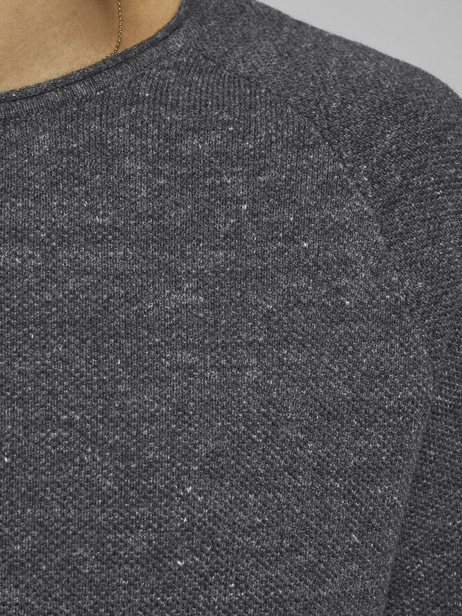 Jack & Jones JJEHILL KNIT CREW NECK NOOS Dark grey melange