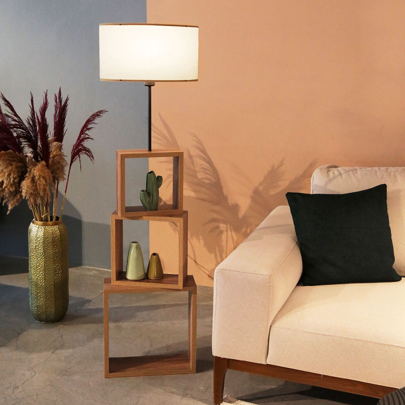 Opviq Lampadaire AYD crème - 20x37x140 cm