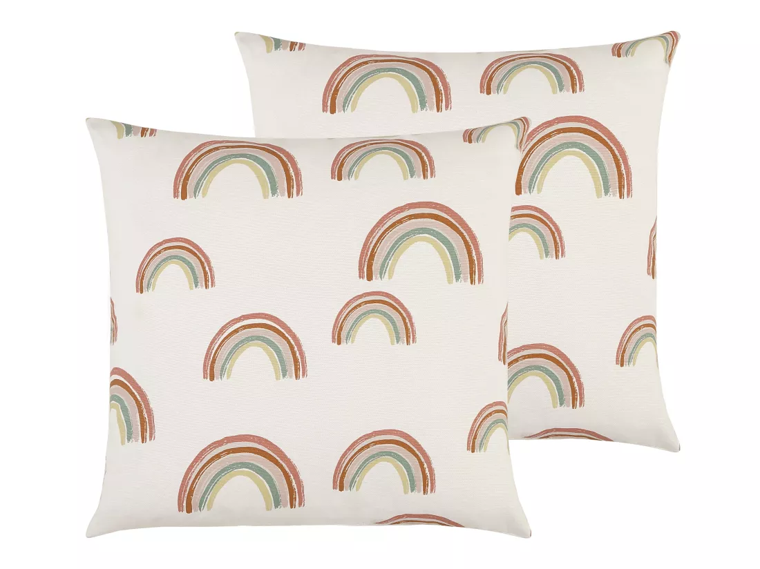 Lot de 2 coussins arc-en-ciel en coton - 45 x 45 cm - Multicolore - ARCHY