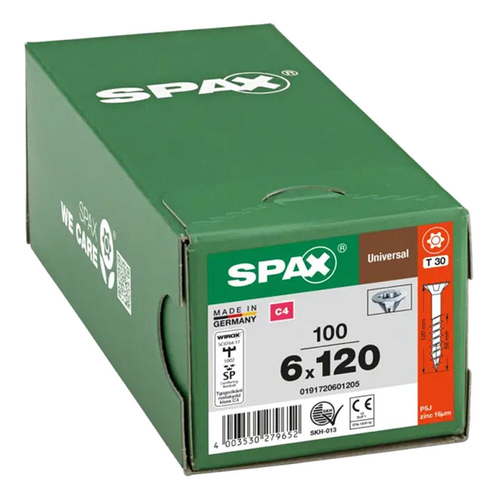 UNIVERSALSKRUE SPAX T-STAR PLUS C4 T20 6X120MM 100STK