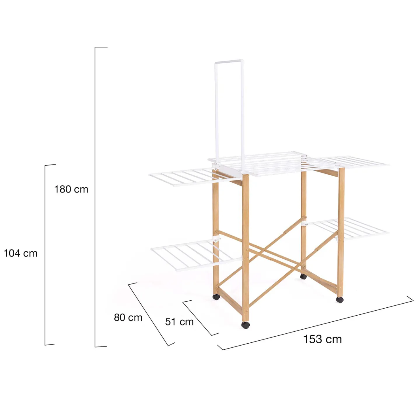 Séchoir à linge pliable DELUXE capacité 22M avec tringle blanc et effet bois