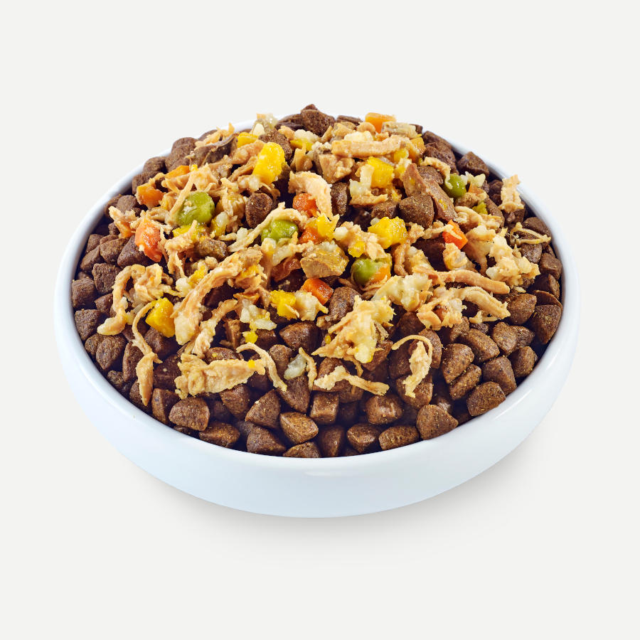 Applaws Taste Toppers, lata de 156g, sabor frango com fígado bovino e vegetais em caldo, para cães.