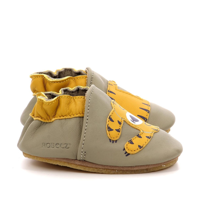 Robeez Robeez Chaussons Crêpe Tiger Nap Kaki